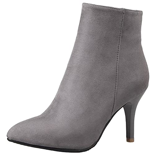 SJJH Sexy Damen Stiefeletten mit High Heels und Spitzer Zehenpartie (Grau, 39 EU) von SJJH