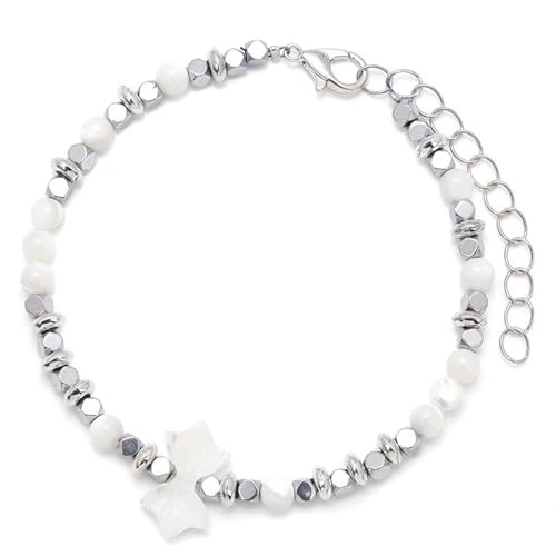 SJJH Zartes Muschelperlen-Armband - Gravur-Anhänger für Sommerliche Tagesmode (Weiß5) von SJJH