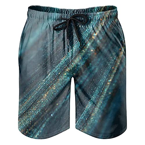 Herren Trunks Grün Abstraktes Muster Outdoor Shorts Hosen Badeanzüge Mit Taschen (Color : White, Size : 3XL) von SJJMYM