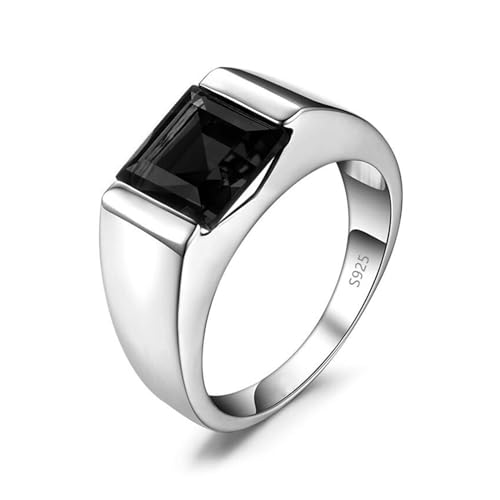 SJKTOJWC Herrenring aus S925-Sterlingsilber mit eingelegtem blauem Smaragdimitat-Ring for Männer und Frauen, Ringschmuck (Color : Black_No.23 gangdu) von SJKTOJWC