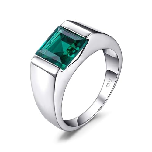 SJKTOJWC Herrenring aus S925-Sterlingsilber mit eingelegtem blauem Smaragdimitat-Ring for Männer und Frauen, Ringschmuck (Color : Green_No.23 gangdu) von SJKTOJWC