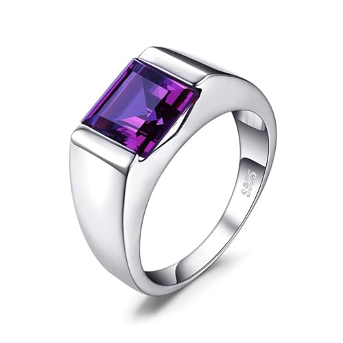 SJKTOJWC Herrenring aus S925-Sterlingsilber mit eingelegtem blauem Smaragdimitat-Ring for Männer und Frauen, Ringschmuck (Color : Purple_No.23 gangdu) von SJKTOJWC