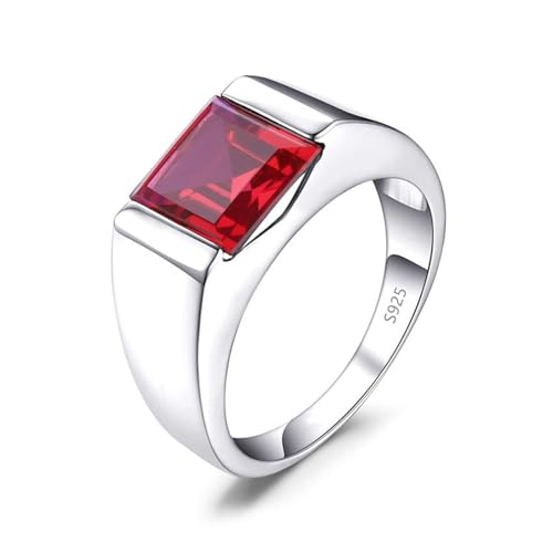 SJKTOJWC Herrenring aus S925-Sterlingsilber mit eingelegtem blauem Smaragdimitat-Ring for Männer und Frauen, Ringschmuck (Color : Red_No.23 gangdu) von SJKTOJWC