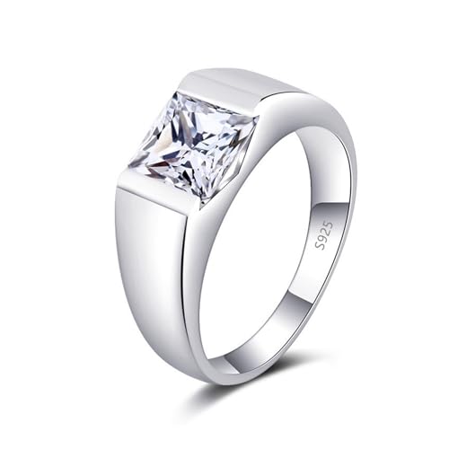 SJKTOJWC Herrenring aus S925-Sterlingsilber mit eingelegtem blauem Smaragdimitat-Ring for Männer und Frauen, Ringschmuck (Color : White_No.23 gangdu) von SJKTOJWC