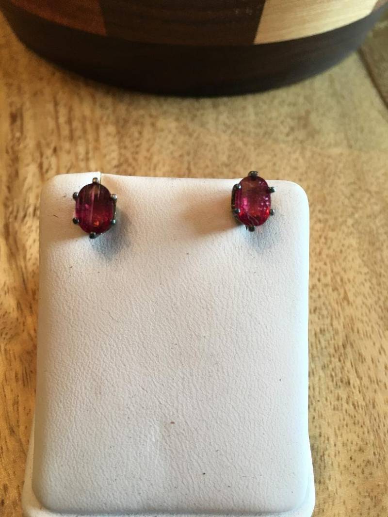 Granat Ohrringe in Sterling Silber von SJMarsStudio