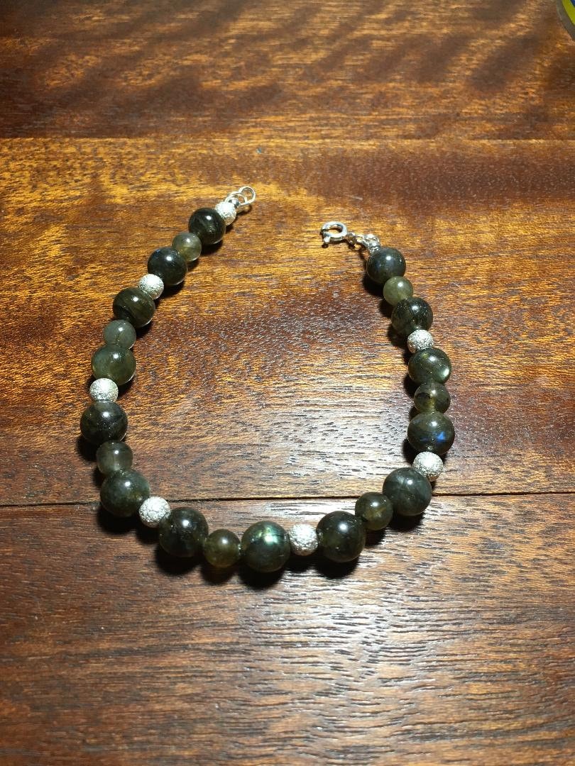 Labradorit Und Sterling Silber Armband von SJMarsStudio