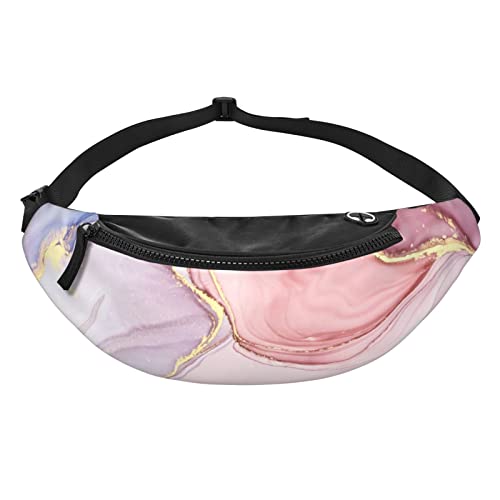 Bauchtasche für Damen und Herren, verstellbare Hüfttasche, Crossbody, Reise-Bauchtasche für Reisen, Freizeit, Laufen, Wandern, Radfahren – rosa Marmor, Rosa Marmor, Einheitsgröße von SJOAOAA