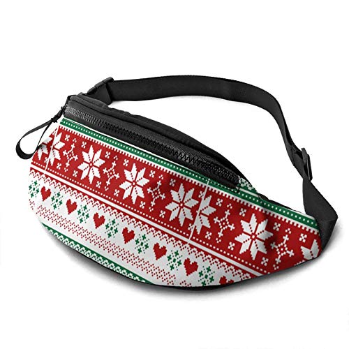 Bauchtasche für Herren Damen, gestricktes Weihnachtsmuster, Hüfttasche mit Gürtel, verstellbare Schultertasche, Crossbody-Umhängetasche, Brusttasche für Reisen, Wandern, Radfahren, Laufen, Siehe Abbildung, Einheitsgröße von SJOAOAA