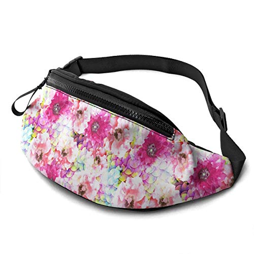 Bauchtasche für Herren und Damen, Batik, Meerjungfrauenschwanz, Blumenkunst, Hüfttasche mit Gürtel, verstellbare Schultertasche, Crossbody-Umhängetasche, Brusttasche für Reisen, Wandern, Radfahren, von SJOAOAA