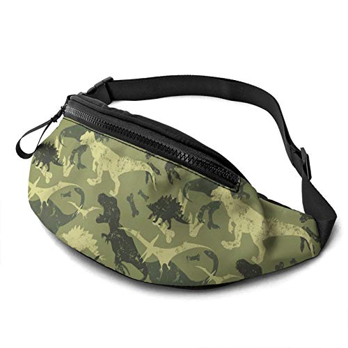 Bauchtasche für Herren und Damen, Camouflage-Dinosaurier-Muster, Hüfttasche mit Gürtel, verstellbare Schultertasche, Crossbody-Umhängetasche, Brusttasche für Reisen, Wandern, Radfahren, Laufen, Siehe von SJOAOAA