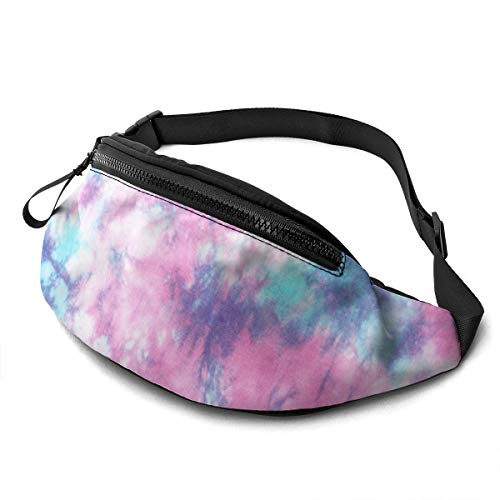 Bauchtasche für Herren und Damen, Pastellblau, Rosa, Batik, Hüfttasche mit Gürtel, verstellbare Schultertasche, Crossbody-Umhängetasche, Brusttasche für Reisen, Wandern, Radfahren, Laufen, Siehe Abbildung, Einheitsgröße von SJOAOAA