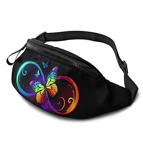 Bauchtasche für Herren und Damen, Regenbogen-Schmetterlings-Hüfttasche mit Gürtel, verstellbare Schultertasche, Crossbody-Umhängetasche, Brusttasche für Reisen, Wandern, Radfahren, Laufen, Siehe Abbildung, Einheitsgröße von SJOAOAA