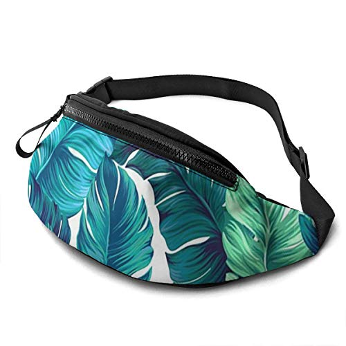 Bauchtasche für Herren und Damen, hawaiianische türkise Palmblätter, Hüfttasche mit Gürtel, verstellbare Schultertasche, Crossbody-Umhängetasche, Brusttasche für Reisen, Wandern, Radfahren, Laufen, Siehe Abbildung, Einheitsgröße von SJOAOAA