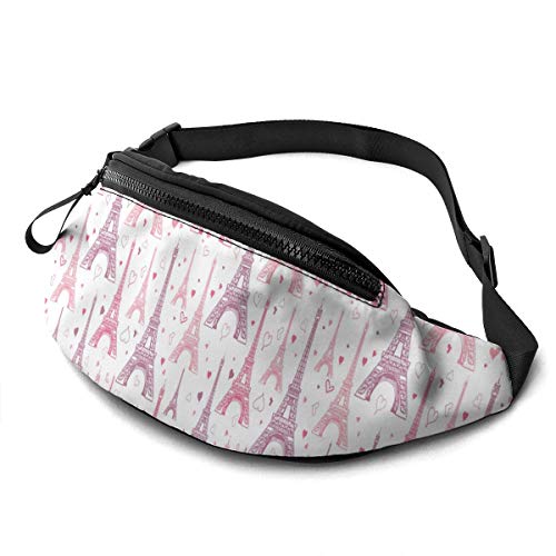 Bauchtasche für Herren und Damen, rosa Eiffelturm, Hüfttasche mit Gürtel, verstellbare Schultertasche, Crossbody-Umhängetasche, Brusttasche für Reisen, Wandern, Radfahren, Laufen, Siehe Abbildung, Einheitsgröße von SJOAOAA