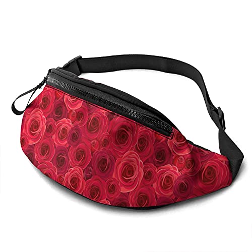 Bauchtasche für Herren und Damen, rote Rosen, Hüfttasche mit Gürtel, verstellbare Schultertasche, Crossbody-Umhängetasche, Brusttasche für Reisen, Wandern, Radfahren, Laufen, Siehe Abbildung, Einheitsgröße von SJOAOAA