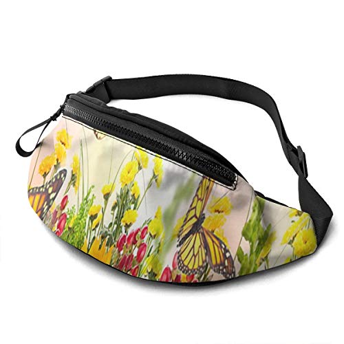 Bauchtasche für Männer Frauen, Gänseblümchen und Sonnenblumen, Schmetterling, Hüfttasche mit Gürtel, verstellbare Schultertasche, Crossbody-Umhängetasche, Brusttasche für Reisen, Wandern, Radfahren, Laufen, Siehe Abbildung, Einheitsgröße von SJOAOAA