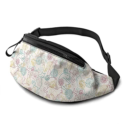 Bauchtasche für Männer Frauen, Katzen unter Blumen Hüfttasche mit Gürtel Verstellbare Sling Pocket Crossbody Umhängetasche Brusttasche für Reisen Wandern Radfahren Laufen, Siehe Abbildung, von SJOAOAA