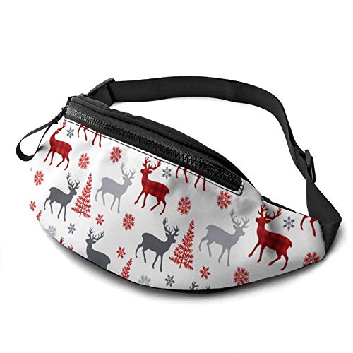 Bauchtasche für Männer Frauen, Weihnachten Hirsch Hüfttasche mit Gürtel Verstellbare Sling Pocket Crossbody Umhängetasche Brusttasche für Reisen Wandern Radfahren Laufen, Siehe Abbildung, von SJOAOAA