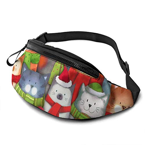 Bauchtasche für Männer Frauen, Weihnachten Kitty Katze Hüfttasche mit Gürtel Verstellbare Sling Tasche Crossbody Umhängetasche Brusttasche für Reisen Wandern Radfahren Laufen, Siehe Abbildung, Einheitsgröße von SJOAOAA