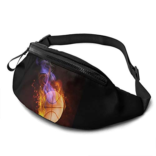 Bauchtasche für Männer und Frauen, Feuer-Basketball-Hüfttasche mit Gürtel, verstellbare Schultertasche, Crossbody-Umhängetasche, Brusttasche für Reisen, Wandern, Radfahren, Laufen, Siehe Abbildung, Einheitsgröße von SJOAOAA