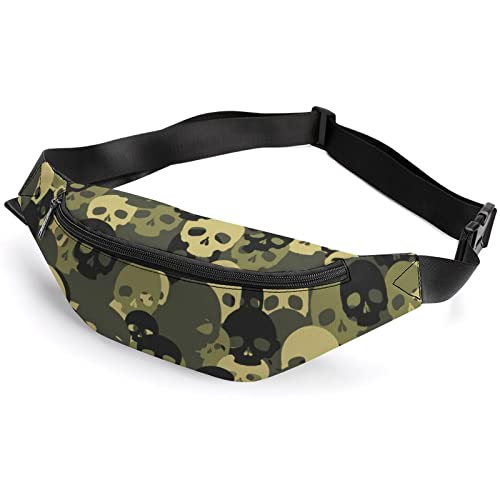 Bauchtasche mit Cartoon-Haien, für Erwachsene, Kinder, Sport, für Männer und Frauen, Camouflage Totenkopf, Einheitsgröße, Hüfttasche von SJOAOAA