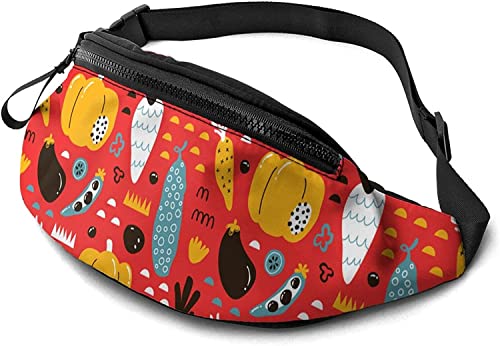 Bauchtasche mit Cartoon-Motiv, niedliches Gemüse, für Damen und Herren, lässige Gürteltasche, Crossbody-Bauchtasche mit verstellbarem Riemen für Outdoor, Laufen, Wandern, siehe abbildung, von SJOAOAA