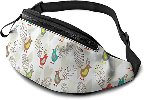 Bauchtasche mit Vogelmotiv, für Damen und Herren, lässige Gürteltasche, Crossbody-Bauchtasche mit verstellbarem Riemen für Outdoor, Laufen, Wandern, siehe abbildung, Einheitsgröße, Hüfttasche von SJOAOAA