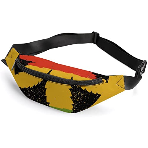 Bauchtasche mit abstraktem Hintergrund, Motiv: Unkrautblätter, für Erwachsene, Kinder, Sport, Hüfttasche für Männer und Frauen, Weed Leaf and Rasta Flag, Einheitsgröße, Hüfttasche von SJOAOAA