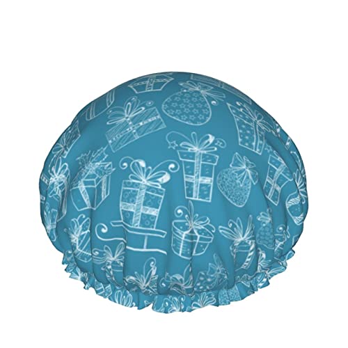 Blauer Hintergrund Duschhaube Für Frauen, Schichten Baden Dusche Wiederverwendbare Elastische Band Stretch Hem Haar Hut von SJOAOAA