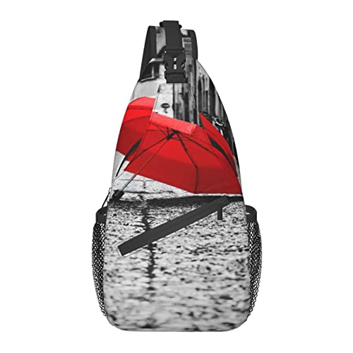 Cross Brusttasche Diagonally Red Umbrella Running Fanny Pack Gürteltasche mit verstellbarem Riemen für Damen Herren Hände Freie Geldbörse Hüfttasche, Siehe Abbildung, Einheitsgröße von SJOAOAA