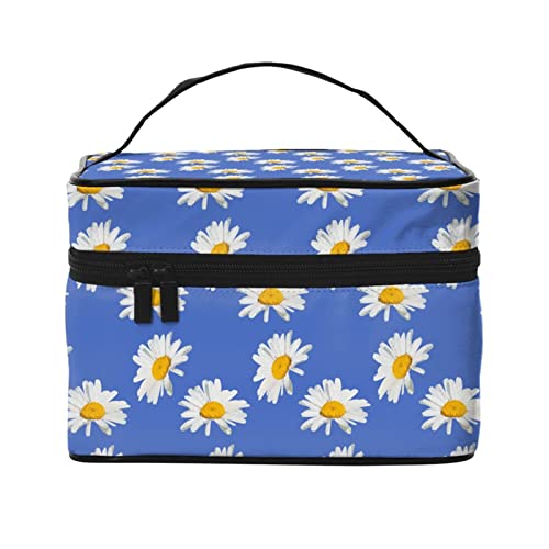 Daisy Floral Reise Make-up Tasche für Frauen Große Kosmetiktaschen Tragbare Make-up Organizer Tasche Urlaub Kulturbeutel Mädchen Make-up Aufbewahrungskoffer, Daisy Floral 5, Einheitsgröße von SJOAOAA