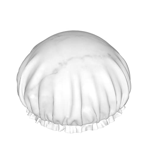 Elegante graue Marmor-Textur-Duschhaube für Frauen, Schichten Baden Dusche Wiederverwendbare Gummiband Stretch Saum Haar Hut von SJOAOAA
