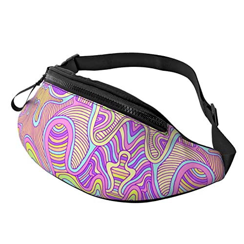 Fashion Psychedelic Magic Rainbow Fanny Pack Hiking Waist Bag for Women Men Adjustable Belt Fashion Waist Bag for Traveling Casual Running Cycling, Trippy Bag-03, Einheitsgröße von SJOAOAA