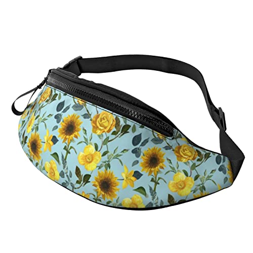 Gelbe Sonnenblume Blauer Hintergrund Taille Tasche/Fanny PackOutdoor Sport und Freizeit Messenger BagCrossbody Brusttasche für Männer und Frauen, Gelbe Sonnenblume Blauer Hintergrund, Einheitsgröße von SJOAOAA