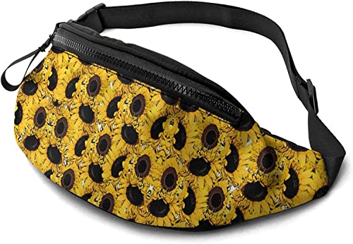 Gelbe Sonnenblumen-Gürteltasche für Damen und Herren, lässige Gürteltasche, Crossbody-Bauchtasche mit verstellbarem Riemen für Outdoor, Laufen, Wandern, siehe abbildung, Einheitsgröße, Hüfttasche von SJOAOAA