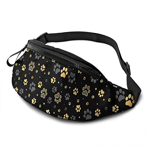 Gold Dog Paw Print Fanny Packs for Women Men Fashion Waist Pack Belt Bag Fanny Pack for Girls Boys Adjustable Belt Hip Bags for Travel Running Hiking Cycling Concert, Siehe Abbildung, Einheitsgröße von SJOAOAA