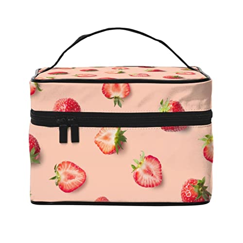 Große Aufbewahrungstasche, praktische Reise-Kosmetiktasche für Mädchen und Frauen, Cartoon-Erdbeer-Aufdruck, Strawberry Kosmetiktasche 3, Einheitsgröße von SJOAOAA