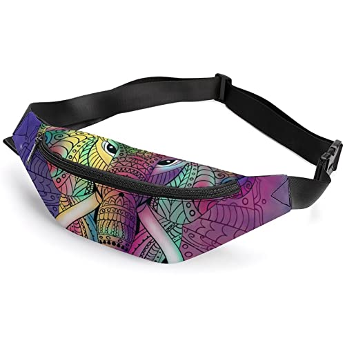 Hand Drawn Airplanes in Night Sky Fanny Pack, Adult Kids Sport Waist Bag for Men Women, Elefant Mandala Muster, Einheitsgröße, Hüfttasche von SJOAOAA