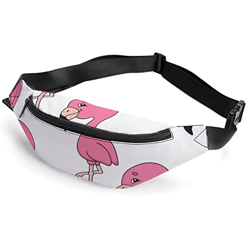 Handgezeichnete niedliche Flamingo-Gürteltasche, für Erwachsene und Kinder, Sport-Hüfttasche für Männer und Frauen, Handgezeichneter niedlicher Flamingo, Einheitsgröße, Hüfttasche von SJOAOAA