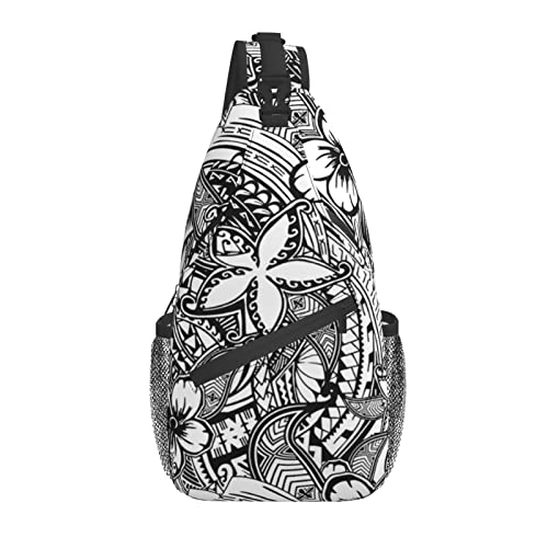 Hawaiian Polynesian Pattern Sling Bag Herren Damen Brusttaschen Casual Crossbody Daypack Schulterrucksack Geldbörsen für Wandern Camping Outdoor Sport Reisen, Siehe Abbildung, Einheitsgröße von SJOAOAA