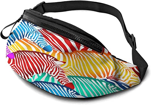 Hüfttasche Pack Bunte Zebra-Textur, stabile Reißverschlüsse, Laufgürtel, große Kapazität, Hüfttasche für Handy, Reisepass, Geldbörse, Kassierer, Box für Männer und Frauen, Reisetasche mit von SJOAOAA