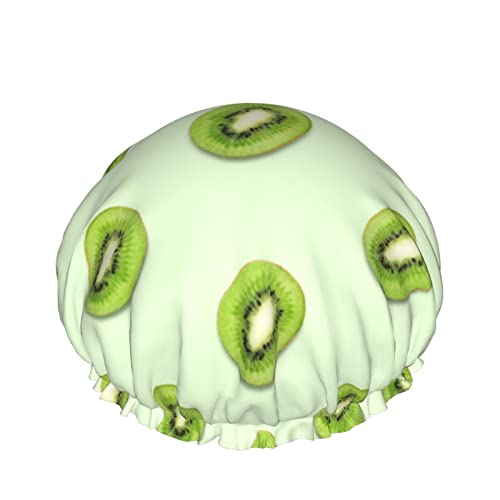 Kiwi Geschnitten Auf Weichem Grünem Hintergrund Duschhaube Für Frauen, Schichten Baden Dusche Wiederverwendbare Elastische Band Stretch Hem Haar Hut von SJOAOAA