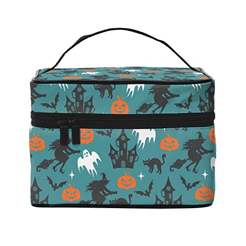 Kosmetiktasche, Organizer, Halloween-Elemente, 2 tragbare Künstler-Aufbewahrungsbox, Reise-Make-up-Tasche für Frauen und Mädchen, Halloween Cartoon Muster 1, Einheitsgröße von SJOAOAA