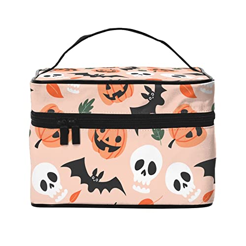 Kosmetiktasche, Organizer, Halloween-Elemente, 2 tragbare Künstler-Aufbewahrungsbox, Reise-Make-up-Tasche für Frauen und Mädchen, Halloween Cartoon Muster 3, Einheitsgröße von SJOAOAA