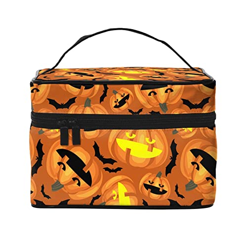 Kosmetiktasche, Organizer, Kürbisse, Ahornblätter, tragbare Künstler-Aufbewahrungsbox, Reise-Make-up-Tasche für Frauen und Mädchen, Halloween Elements Muster 53, Einheitsgröße von SJOAOAA