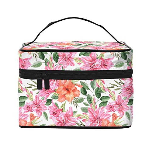 Kosmetiktasche, Organizer, Lilien, Blumen, Rosa, tragbare Künstler-Aufbewahrungsbox, Reise-Make-up-Tasche für Frauen und Mädchen, Lilienblüten Pink, Einheitsgröße von SJOAOAA