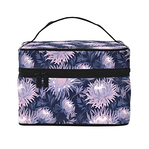 Kosmetiktasche, Organizer, nahtlose Gänseblümchen, Illustration, tragbare Künstler-Aufbewahrungsbox, Reise-Make-up-Tasche für Frauen und Mädchen, Lila Blühende Blumen, Einheitsgröße von SJOAOAA