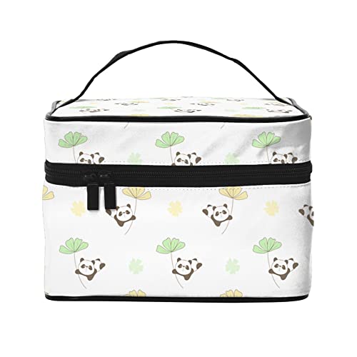 Kosmetiktasche, Organizer, niedlicher Pinguin auf Wolke, tragbare Künstler-Aufbewahrungstasche, Reise-Make-up-Tasche für Frauen und Mädchen, Niedliches Panda-Muster, Einheitsgröße von SJOAOAA