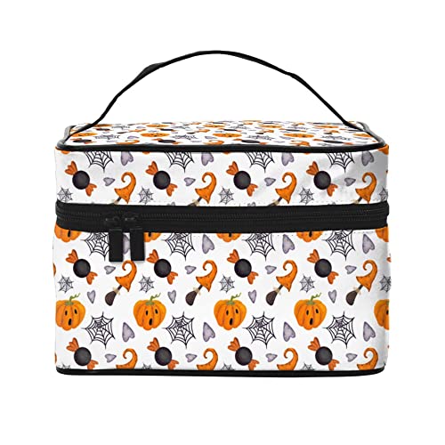 Kosmetiktasche Organizer Halloween Elemente Muster 22 Tragbare Künstler Aufbewahrungskoffer Reise Make-up Tasche für Frauen Mädchen, Halloween Elements Muster 16, Einheitsgröße von SJOAOAA