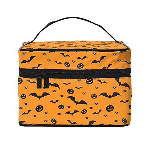 Kosmetiktasche Organizer Halloween Katzen Schwarz Tragbare Künstler Aufbewahrungskoffer Reise Make-up Tasche für Frauen Mädchen, Halloween Elements Muster 1, Einheitsgröße von SJOAOAA